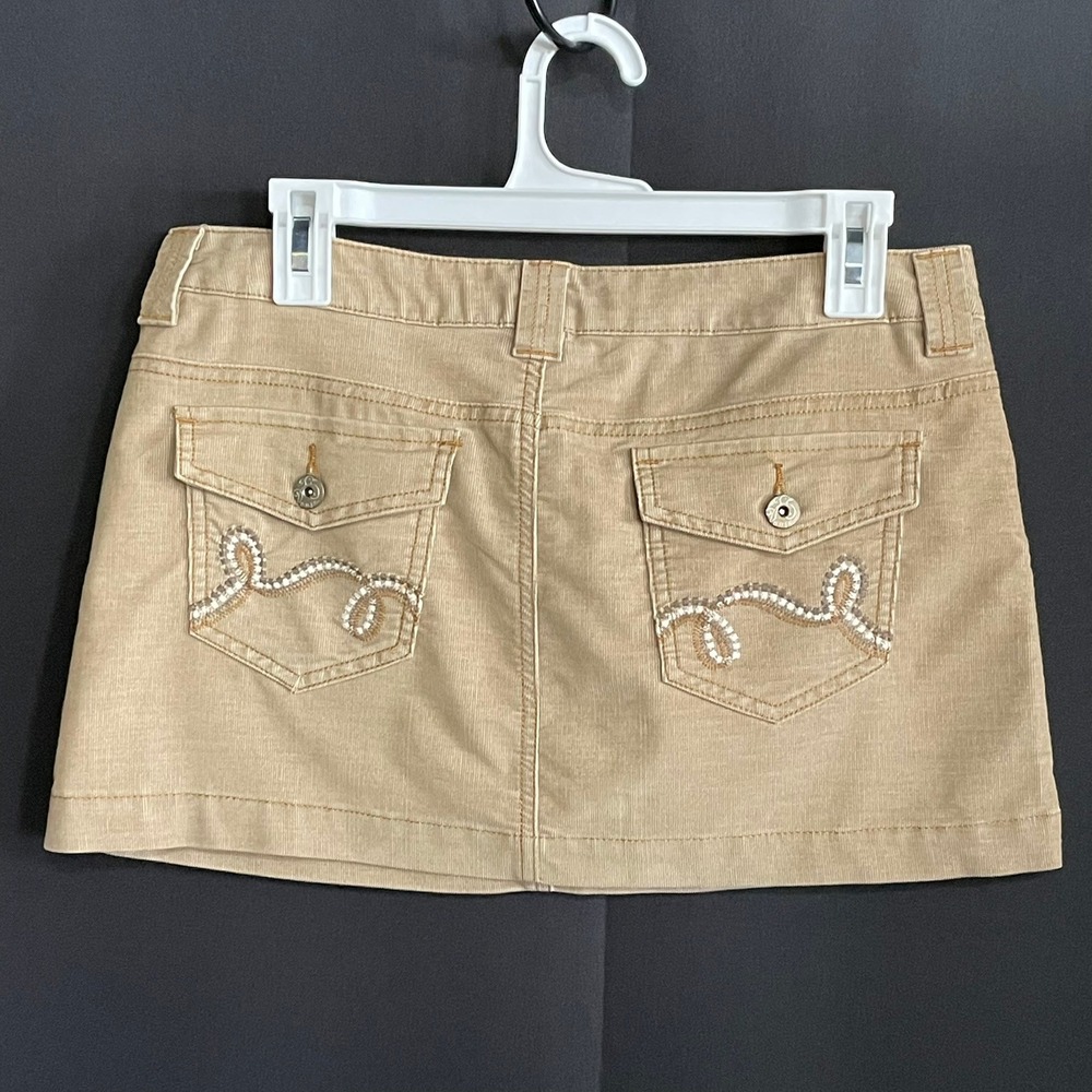 Duck Head Corduroy Mini Skirt Womens 7 Tan Good Vintage Y2K Embroidered Pockets - Picture 3 of 10